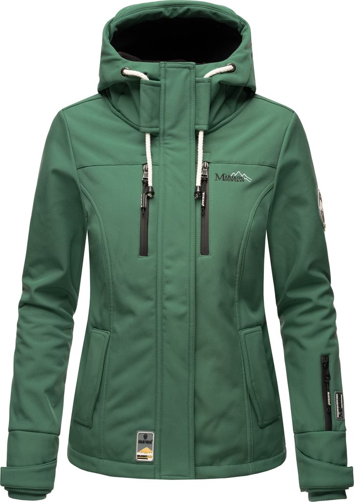 Marikoo Leichte Damen Softshelljacke mit Kapuze Outdoor Regenjacke wasserdicht Kleinezicke Dusty Green Gr. 34 - XS