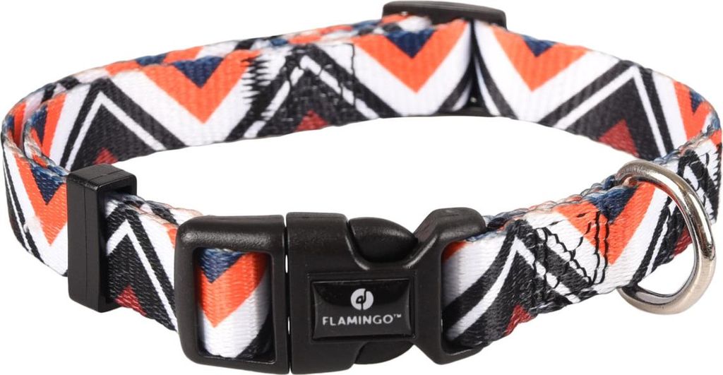 Flamingo Halsband Stian weiß/schwarz/orange, Maße: 30-45 cm / 15 mm