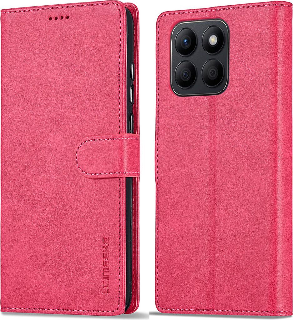 Hülle für Honor X8B, Klapphüllen Brieftasche Leder Magnetverschluss Ständer Schutzhülle Rosa