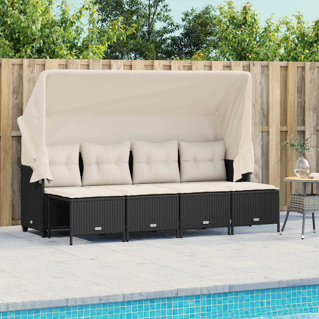 Maison Exclusive - 5-tlg. Garten-Sofagarnitur mit Kissen Schwarz Poly Rattan