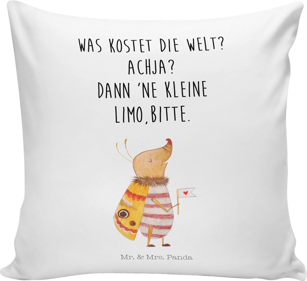 Mr. & Mrs. Panda kuschelkissen 40x40 Nachtfalter Fähnchen - Weiß - Geschenk, Deko Kissen, Käfer, Spruch Lustig, Niedlich, Sofakissen, Sofa, Sü...