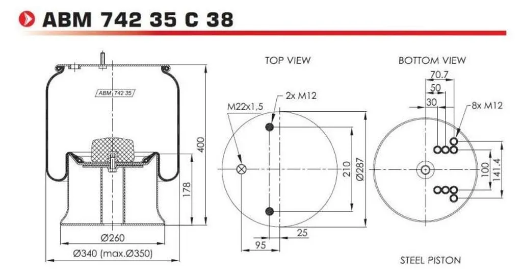 Soufflet de suspension pneumatique CONTITECH 4035 N P02 pour camion