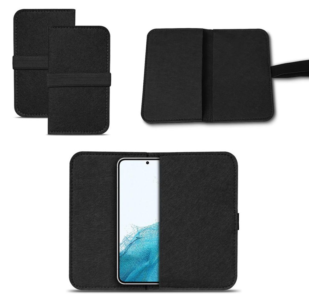 Schutzhülle für Samsung Galaxy S22 Plus Handy Tasche Sleeve Filz Cover CaseFarbe:Schwarz