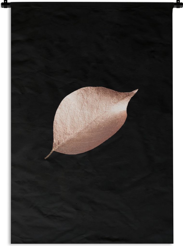 MuchoWow Wandteppich Wandbehang Blatt - Rosa - Schwarz 120x180 cm Tapisserie Dekoration Wandtuch - Schlafzimmer - Dekorationen für das Haus