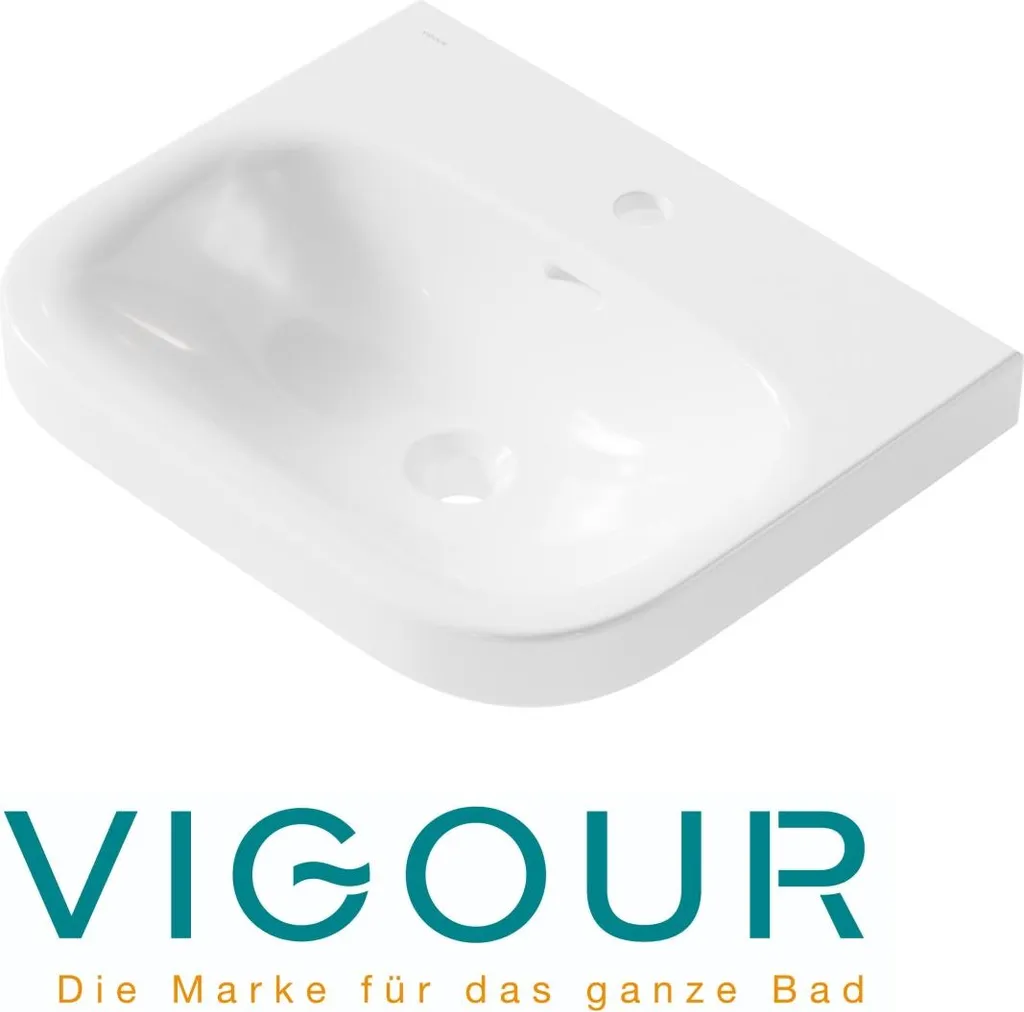 Lavabo avec trop-plein VIGOUR DERBY 55x45 cm en porcelaine sanitaire
