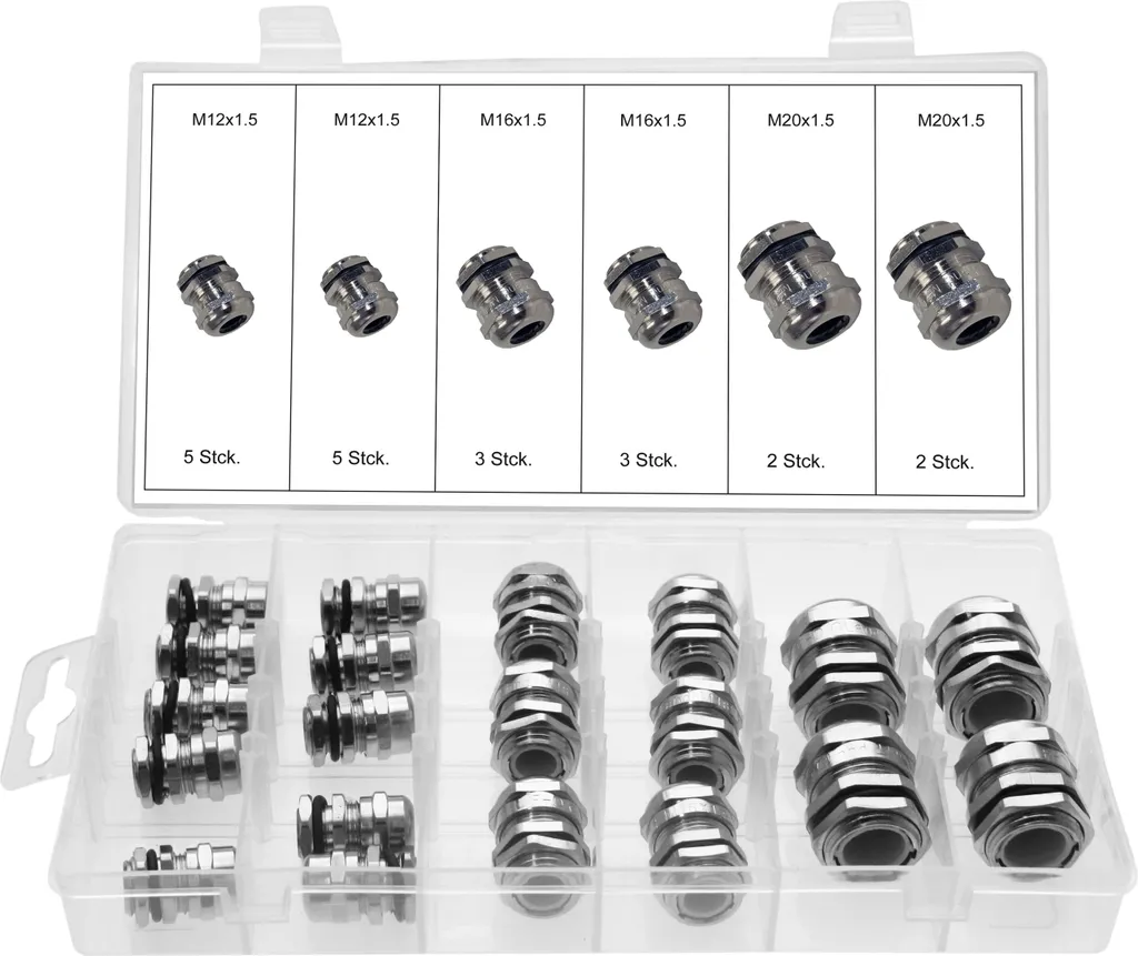 Lot de 20 Presse-étoupes Robustes en Laiton Nickelé M12 M16 M20