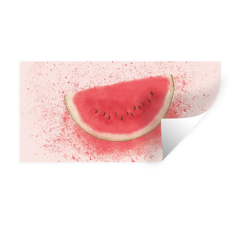 MuchoWow Wandtattoo Wandsticker Wandaufkleber Wassermelone - Obst - Pastell - Sommer 160x80 cm Selbstklebend und Repositionierbar - Sticker - Dek...