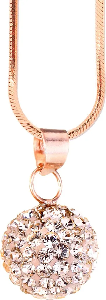 Collana Donna Argento 925 Sfera Cristallo Oro Rosa 10mm - Look Luxury