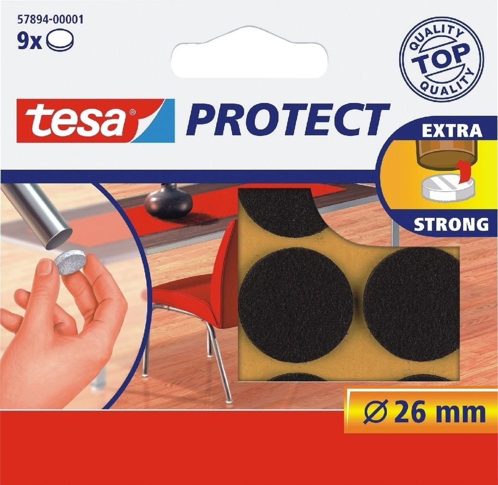 Tesa - Protective Felt Anti -Schatch Ø26mm Brown 12st | Blasen Sie ein 1 Stück | 20 Teile