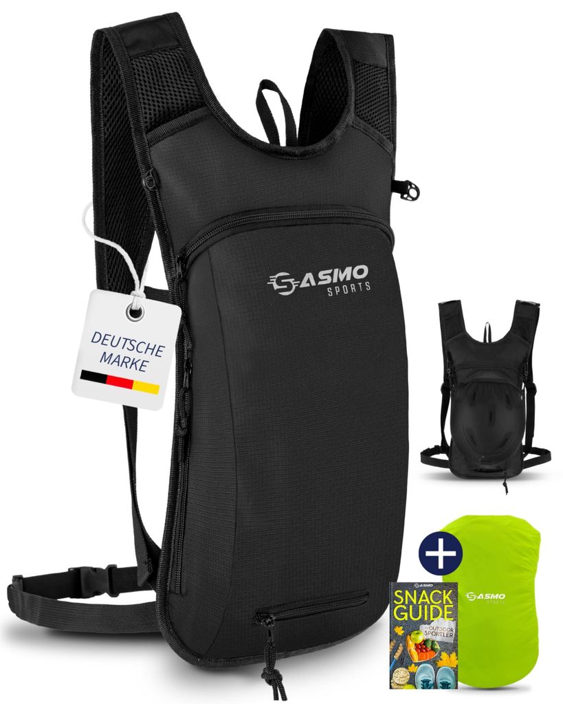 SASMO Fahrradrucksack & Skirucksack klein 6L - Thermofach & Helmnetz | MTB Rucksack - Ultraleicht 350g | Fahrrad Rucksack - inkl. Regenschutz |