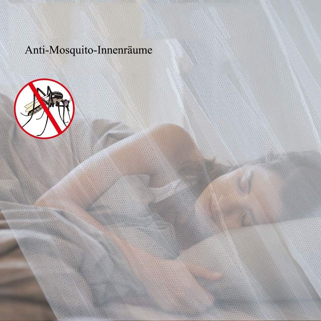 Moskitonetz, feinmaschig, großes quadratisches Moskitonetz für Doppelbett und Einzelbett, Fliegennetz, 190 x 210 x 240 cm, Weiß