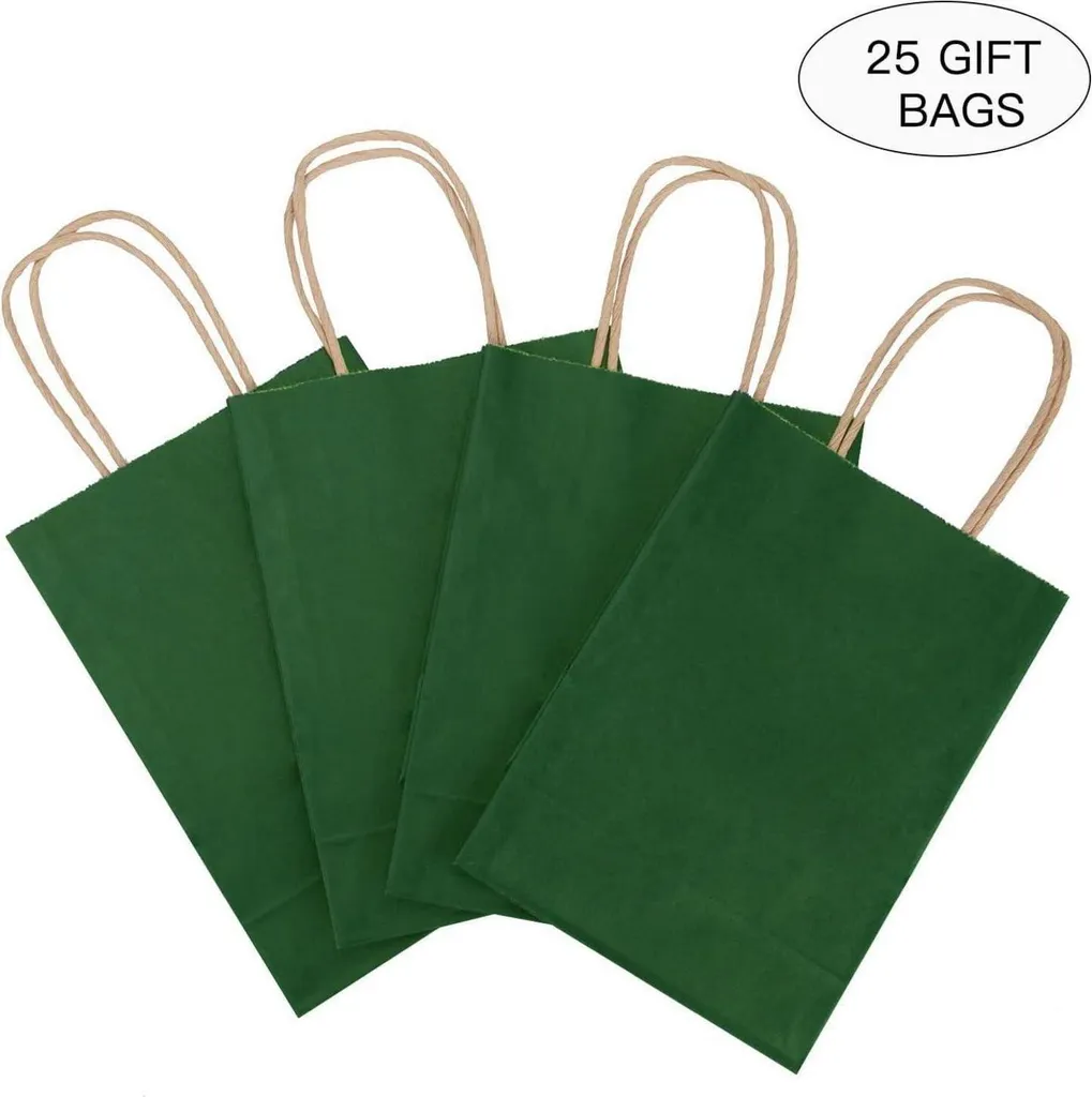 Sacs Cadeaux Verts 15x8x21 cm : Emballage Robuste et Écologique pour Fêtes