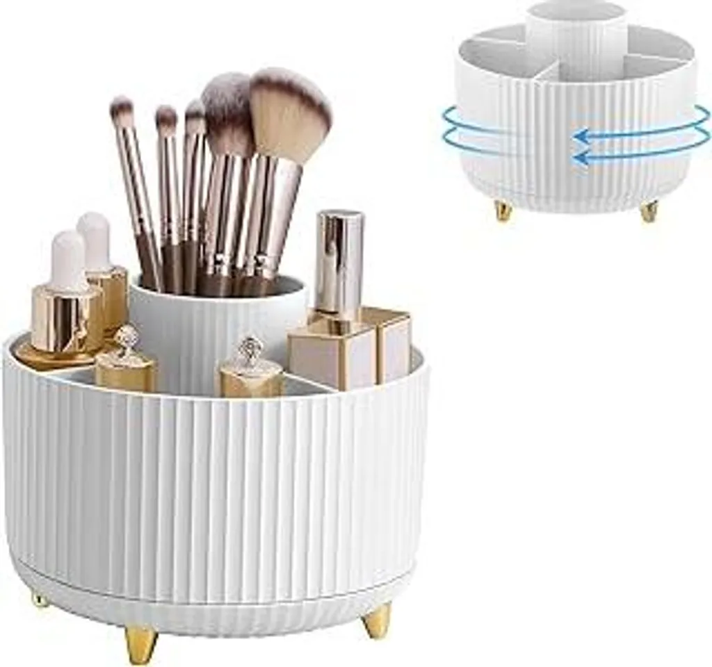 Organizer Girevole Professionale per Pennelli e Trucchi - Bianco - 1