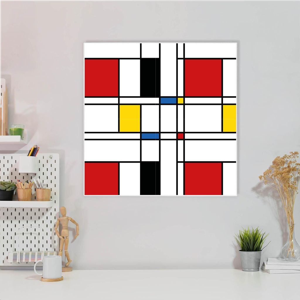 Design Stahlmagnettafel Quadratisch 50x50cm Rot Gelb Blau
