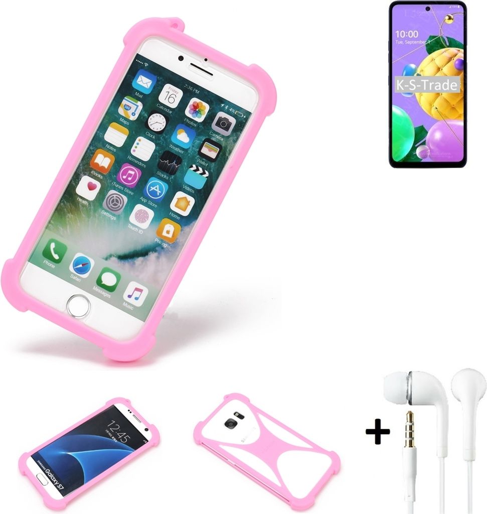 K-S-Trade Bumper + Kopfhörer kompatibel mit LG Electronics K52 Handy Hülle Schutzhülle Silikon Schutz Hülle Cover Case Silikoncase Silikonbumper
