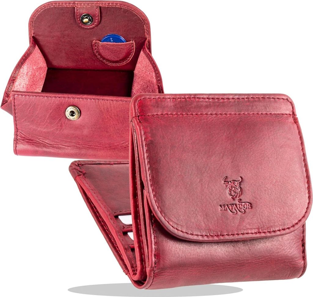 Mini Geldbörse Portmonee Brieftasche Herren Klein Leder | Kleines Portemonnaie Geldbeutel Damen mit RFID Blocker | Geldtasche Damen-Geldbörsen