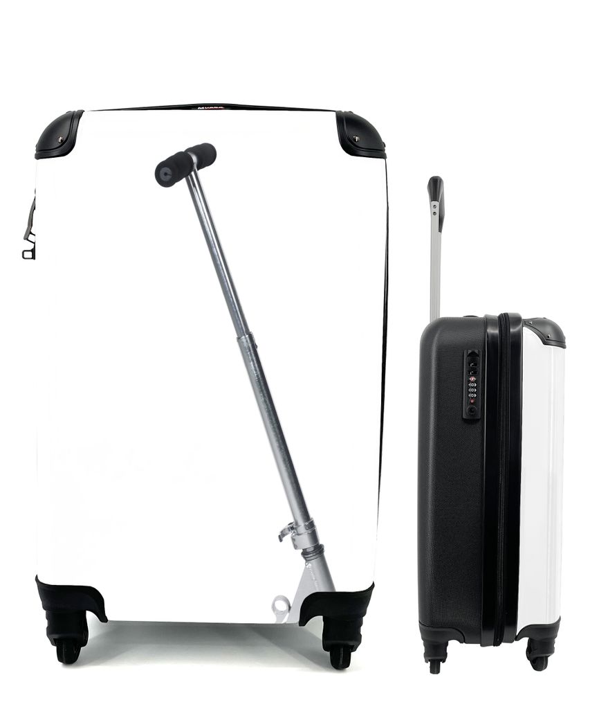 MuchoWow Koffer Handgepäck Trolley Rollkoffer Kleine Reisekoffer mit 4 Rollen - Eine Stufe vor einem weißen Hintergrund - Cabin Size < 55x40x23...