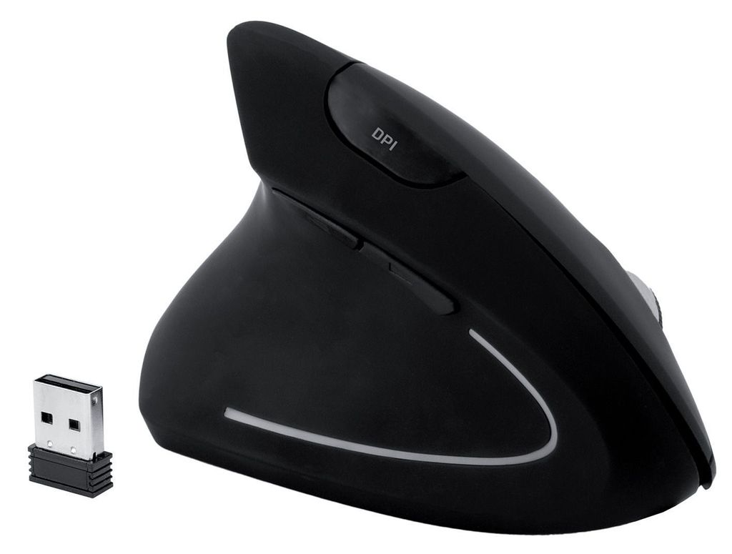MediaRange Souris sans fil verticale pour gauchers, noire Image du produit 