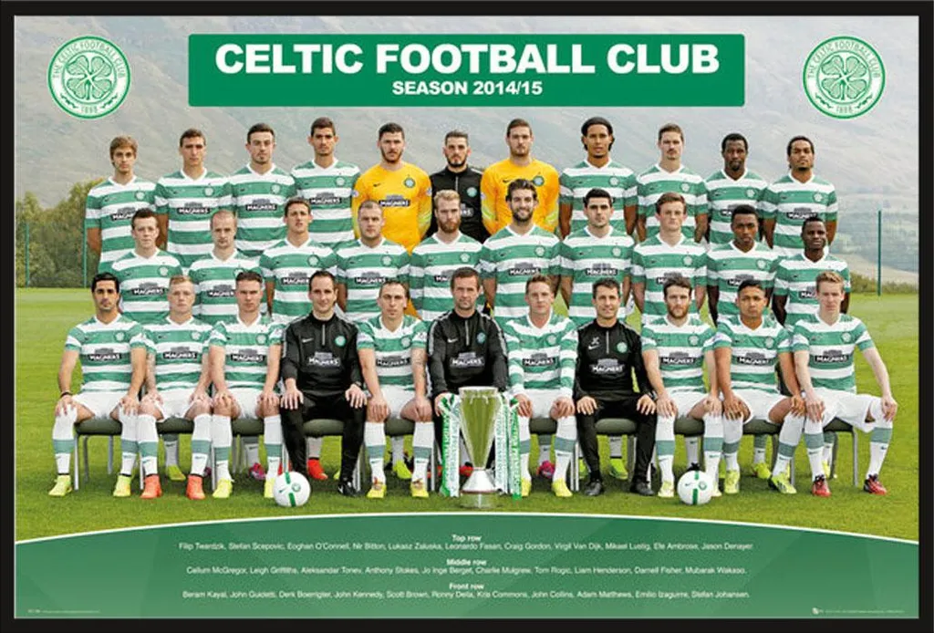 Déco Murale Celtic FC Photo Equipe 14/15 Cadre Noir pour Chambre Fan