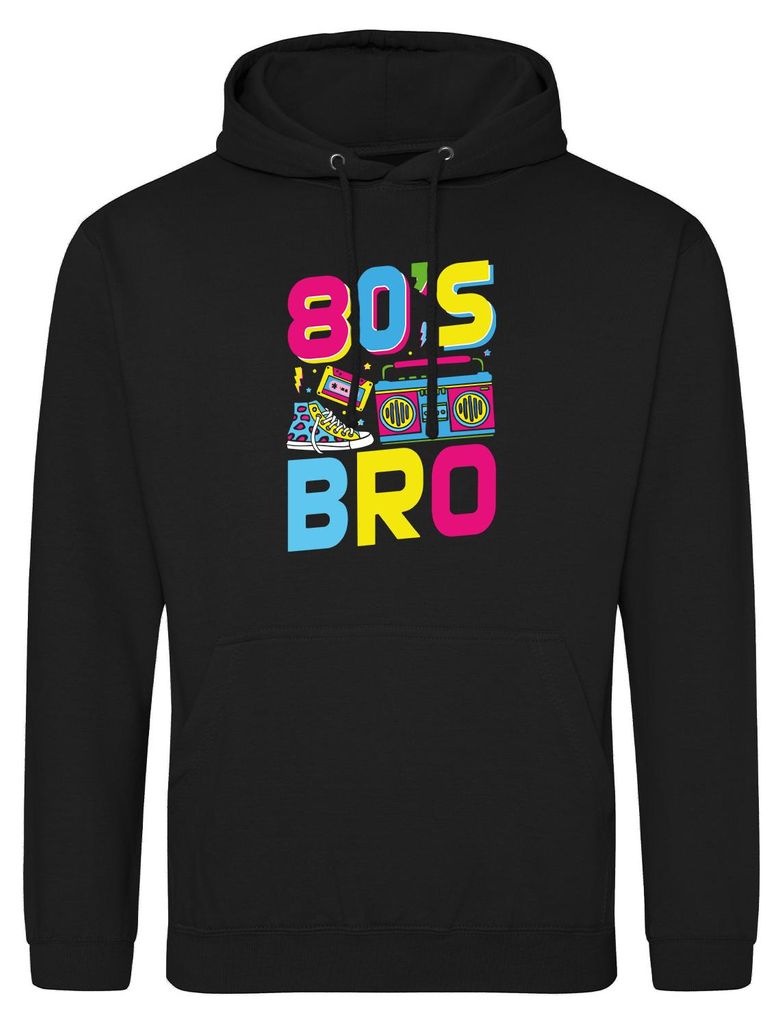 Huuraa Uni Hoodie 80's Bro Retro XXL Deep Black Vegan Sweatshirt Geschenkidee