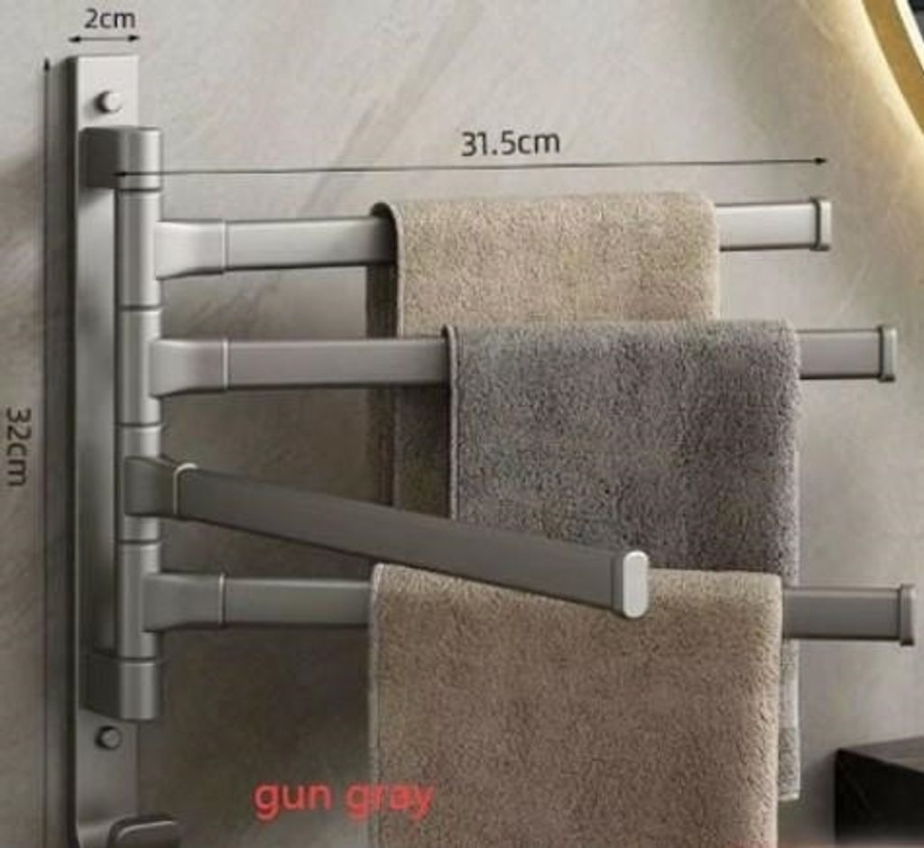 Soporte para toalla APT DA261A, brazos móviles, color gris Imagen del producto 