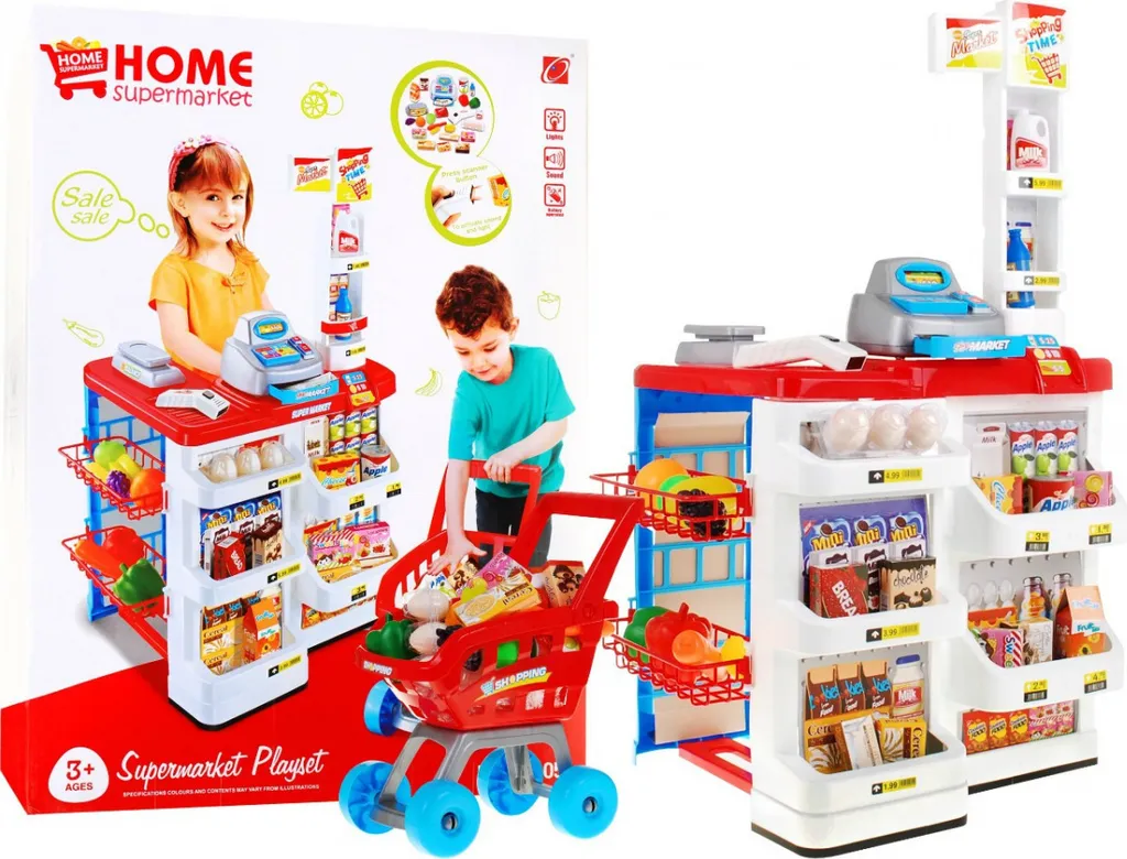 Magasin ludique interactif 24 pièces pour enfant avec scanner et panier