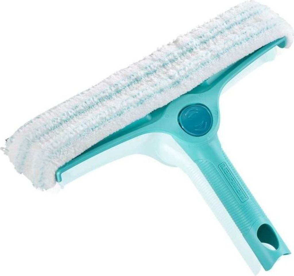 Leifheit 51320 4-in-1 Fensterreiniger mit Mikrofaservlies, 32cm Fensterabzieher mit patentierter Rahmenreinigungsfunktion