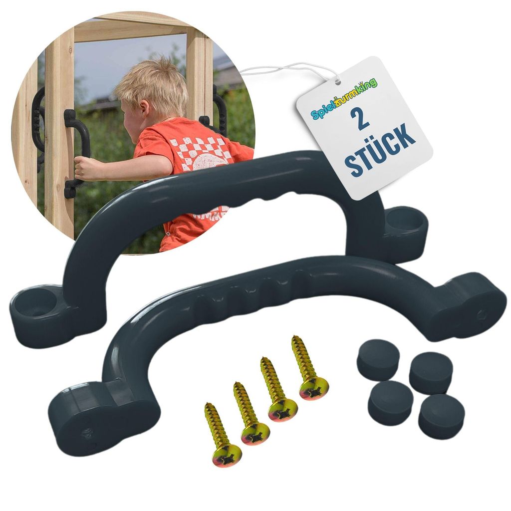Spielturmking Haltegriffe für Spielturm - Handgriffe FYNN - Sicherheitsgriffe - Klettergriffe aus Kunststoff - Anthrazit 2 Stück 32611-13