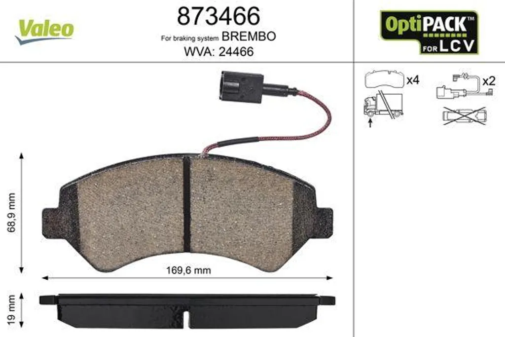 Plaquettes de frein à disque utilitaire pour Boxer et Jumper Valeo