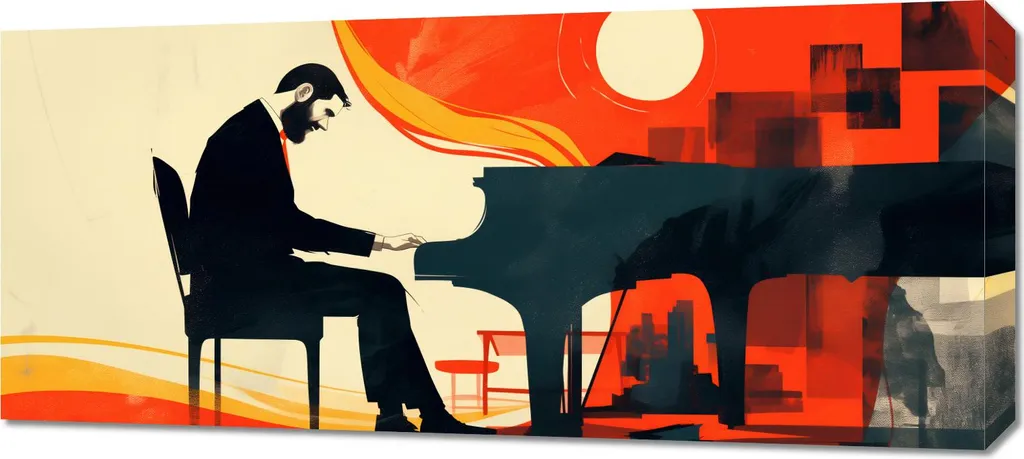 Offerta Quadro Pianista 90x40cm - Stampa Canvas Qualità Premium - 1