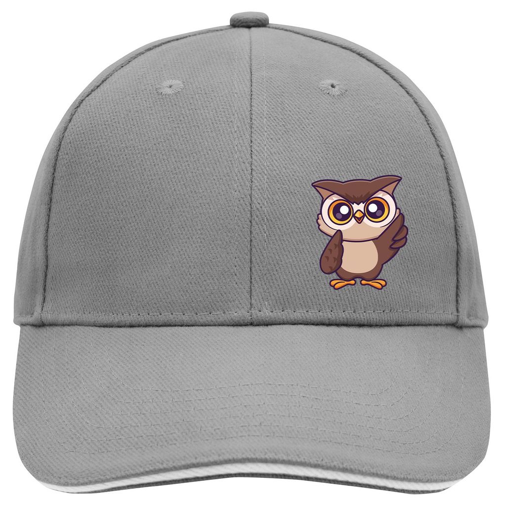 Huuraa Cappy Mütze Eule Comic Dark Grey/White Baumwolle 6-Panel Kappe Geschenkidee