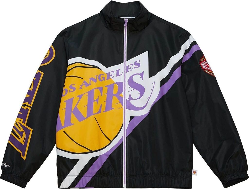 Los Angeles Lakers NBA Mitchell & Ness Exploded Logo Warm Up Jacke Schwarz-L