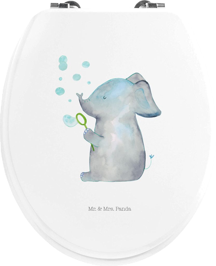 Mr. & Mrs. Panda Toilettendeckel Elefant Seifenblasen - Weiß - Geschenk, Heimat, klo deckel, Klobrille, WC Brille, Elefanten, Liebesspruch, Liebe,...