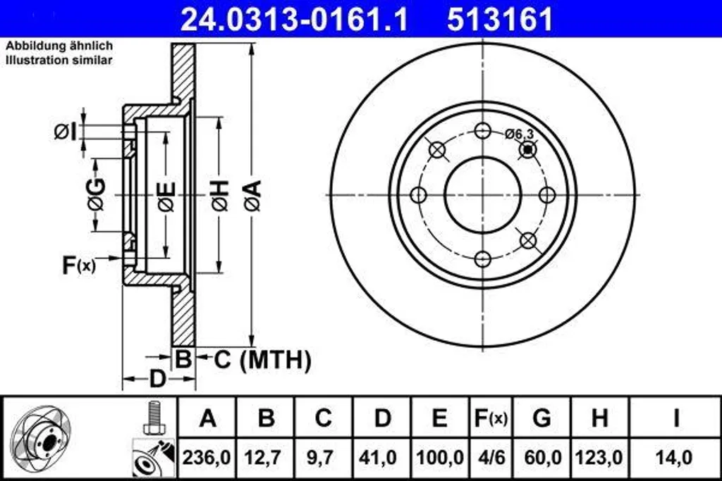 Jeu de disques de frein avant ATE 236mm pour Opel Vectra et Astra F
