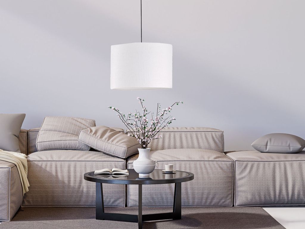 LED Designklassiker Pendelleuchte Esstischlampe Lampenschirm Leinen Weiß Ø 30cm