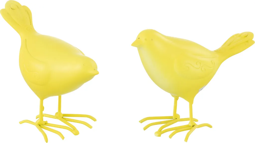 J-Line Oiseau Polyrésine Jaune Small 2 Assorti - Décoration Intérieure