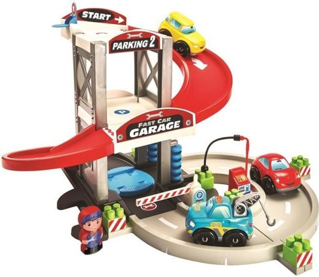 Spielzeug Garage, Ecoiffier Abrick, 2 Autos, Abschleppwagen, Tankstelle, Waschstraße, Ab 18 Monaten