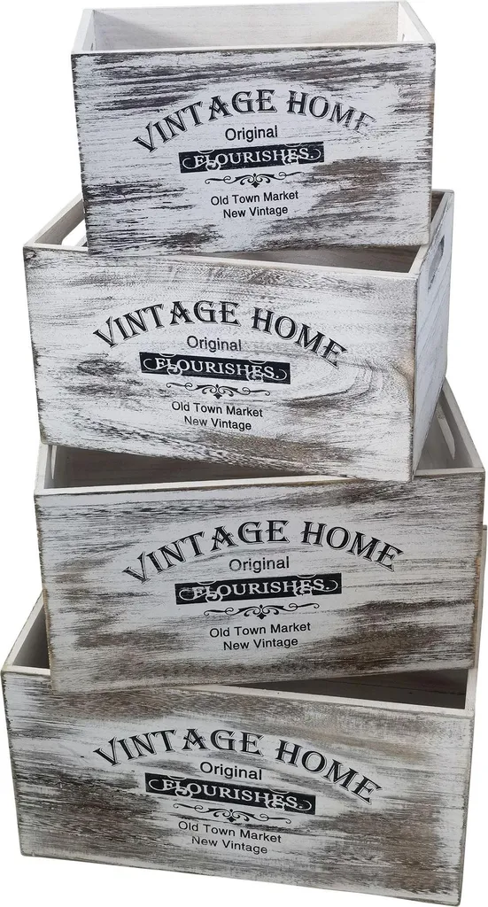 Milani Home - Set Di 4 Cassette in legno di coloreBianco