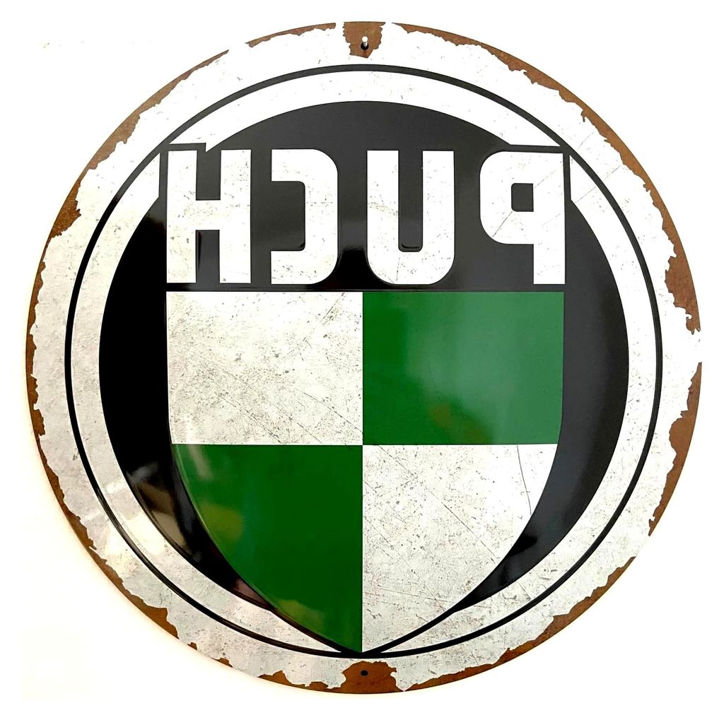 Metallschild 35 cm mit Puch Logo Motiv geprägt