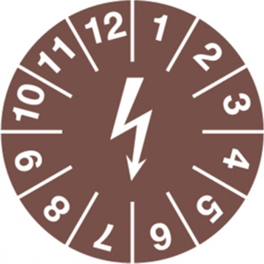 Dreifke Prüfplakette f. elektr. Einrichtung.,Folie-Spezialkl.,braun,Ø 15 mm,...