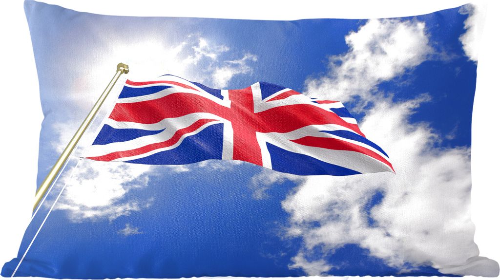 MuchoWow Zierkissen Sofakissen Wohnzimmer Dekokissen 50x30 cm Die Flagge des Vereinigten Königreichs weht am Himmel - Wohnzimmerdekoration - Pol...