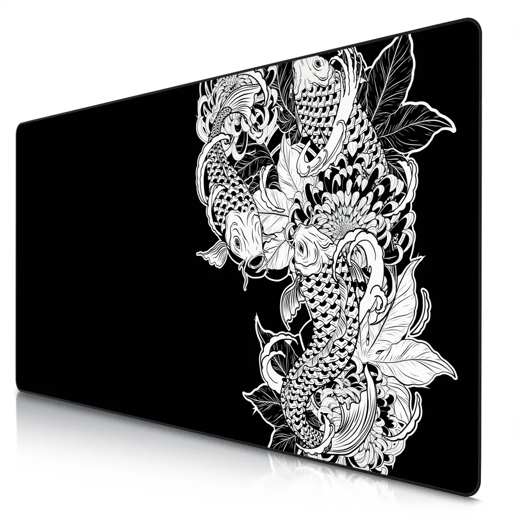 Titanwolf XXXL Tapis de Souris Gaming Koi Tattoo 3 Noir 1200x600mm