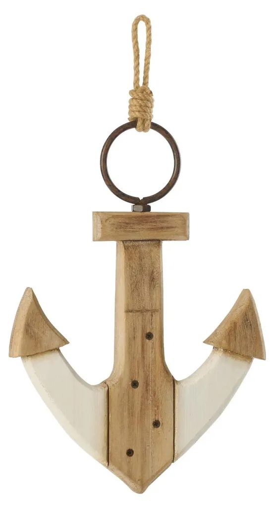 Ancre de décoration nautique pour étagère bois paulownia blanc J-Line