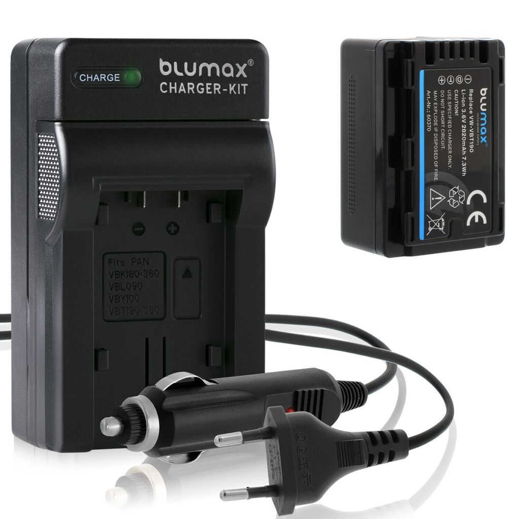 1x Akku + Lader für Panasonic VW-VBT190 E-K VW-VBK180 VW-VBT380 2020 mAh
