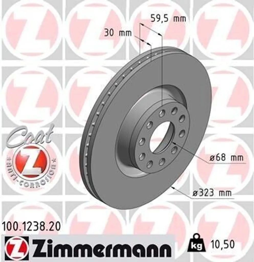 Disque de frein anti-vibration et corrosion Zimmermann pour Audi A8