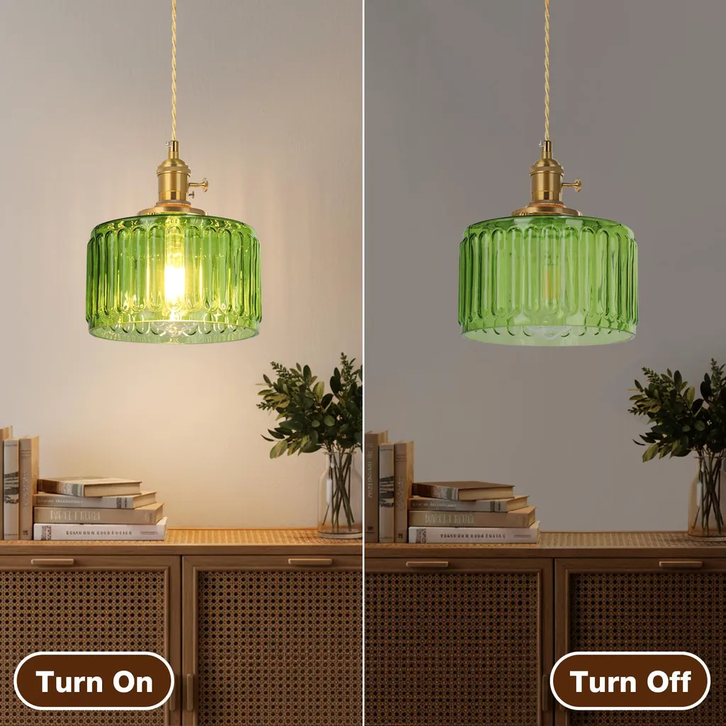 Suspension de table à manger en verre vert pour salon moderne - 6