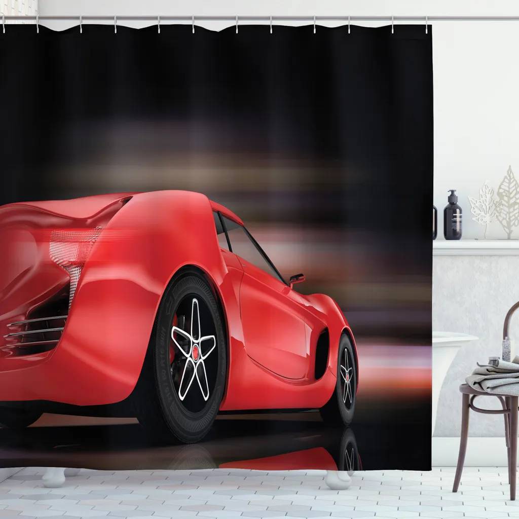 Tenda Doccia Auto Sportiva Rossa ABAKUHAUS 175x200cm Impermeabile