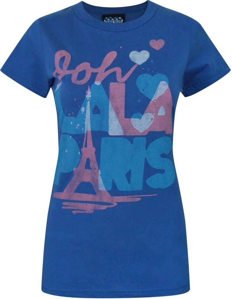 Junk Food - "Ooh Lala Paris" T-Shirt für Damen NS5846 (L) (Königsblau)