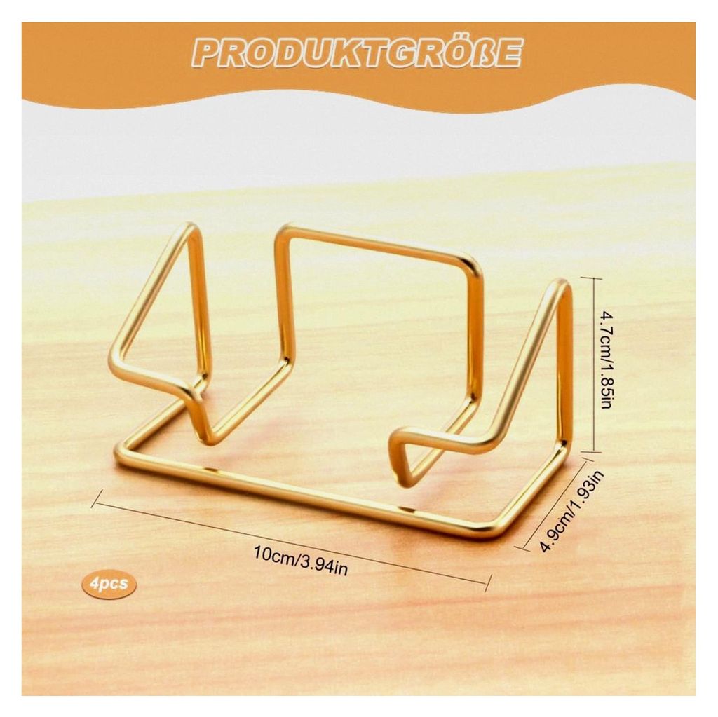 Metallischer Visitenkartenhalter, 4 Stück, Moderner und Minimalistischer Visitenkartenständer für Schreibtisch, Laden oder Messestand (Gold)
