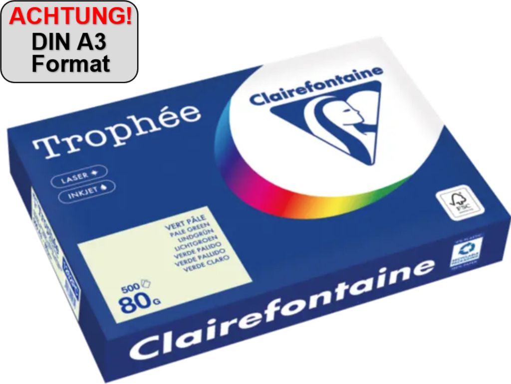 Clairefontaine Kopierpapier 1262PC A3 80g lindgrün 500Bl